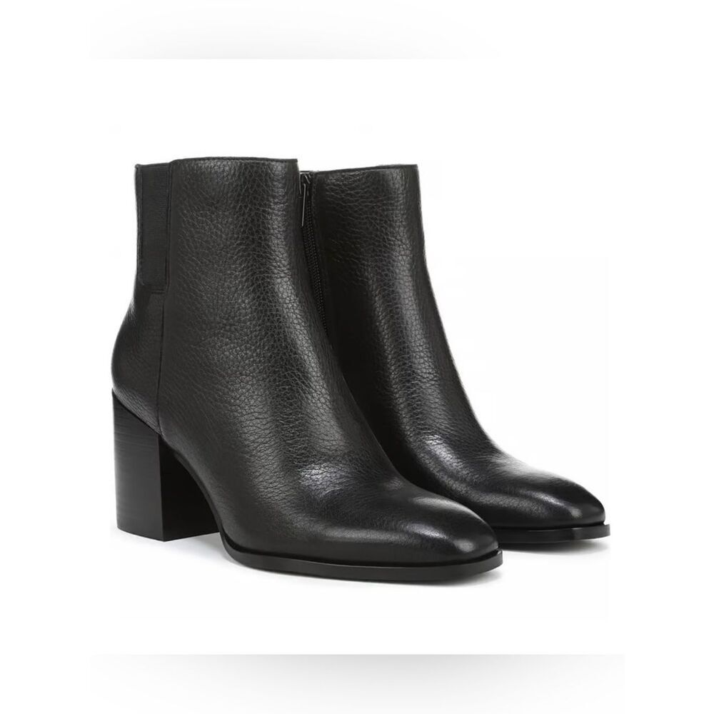 New Vionic Vynn Black Leather Heeled Ankle Boots Womens 7 Comfort Booties